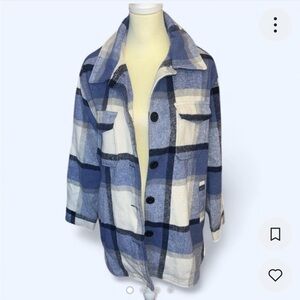 Sebby Blue Plaid Shacket Size L